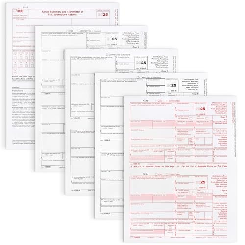 Dutymark 1099-R Tax Forms 2025 (distributions) 25 Sets of 4-Part, Laser Forms, Federal and State Copies (2 Forms on a Sheet) with 3 1096 Transmittals, 2025 - Image 2