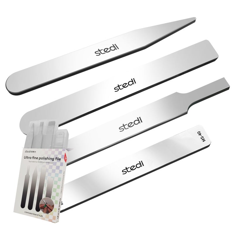 stedi Hobby Model Polishing Tools 4 PCS, Ultimate Precision Files #10000 Grit Glass Mirror Grinding Tools for Plastic Gundam Models, Wood, Resin-Base Parts. - Image 2
