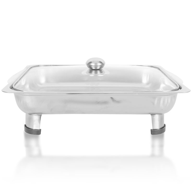 Covered Buffet Tray Stainless Steel Buffet Serving Tray Rectangular Canteen Tray Large Capacity Tray - Image 1