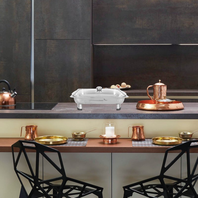 Covered Buffet Tray Stainless Steel Buffet Serving Tray Rectangular Canteen Tray Large Capacity Tray - Image 5