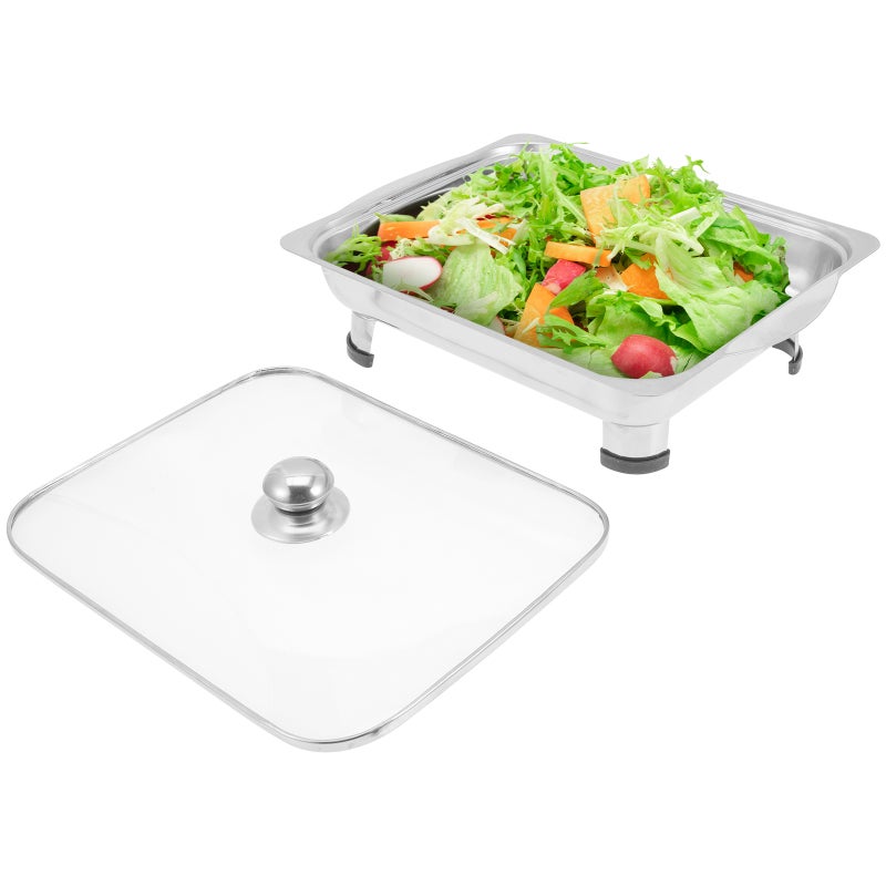 Covered Buffet Tray Stainless Steel Buffet Serving Tray Rectangular Canteen Tray Large Capacity Tray - Image 3