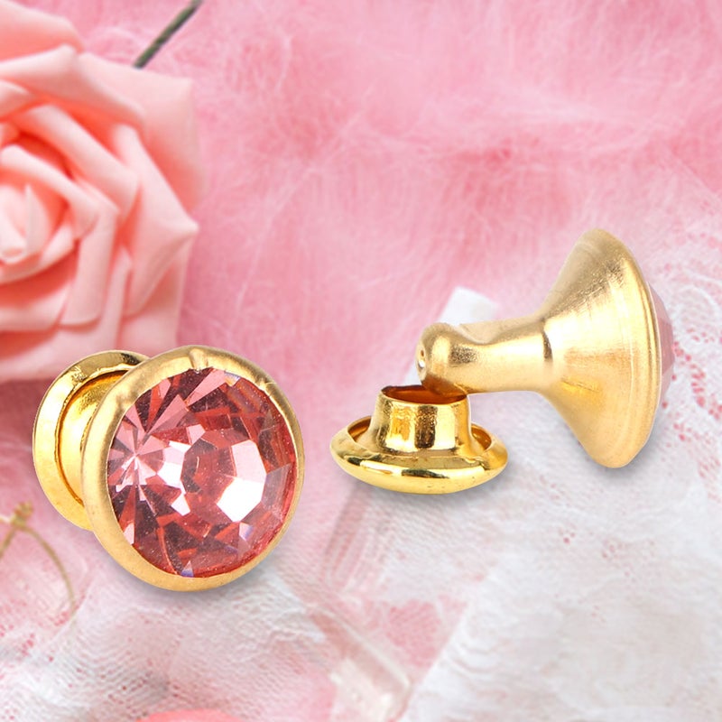 10PCS Colorful Rhinestone Rivets Cap Stud For Diy Craft Decoration(pink Crystal) - Image 1
