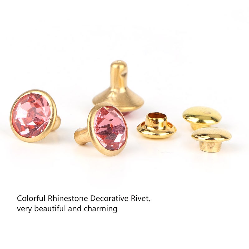 10PCS Colorful Rhinestone Rivets Cap Stud For Diy Craft Decoration(pink Crystal) - Image 4