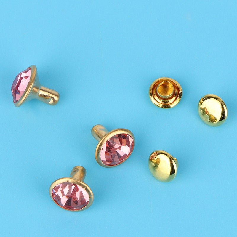10PCS Colorful Rhinestone Rivets Cap Stud For Diy Craft Decoration(pink Crystal) - Image 5