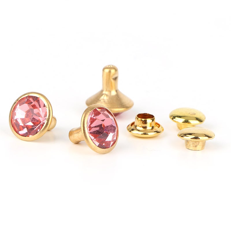 10PCS Colorful Rhinestone Rivets Cap Stud For Diy Craft Decoration(pink Crystal) - Image 3
