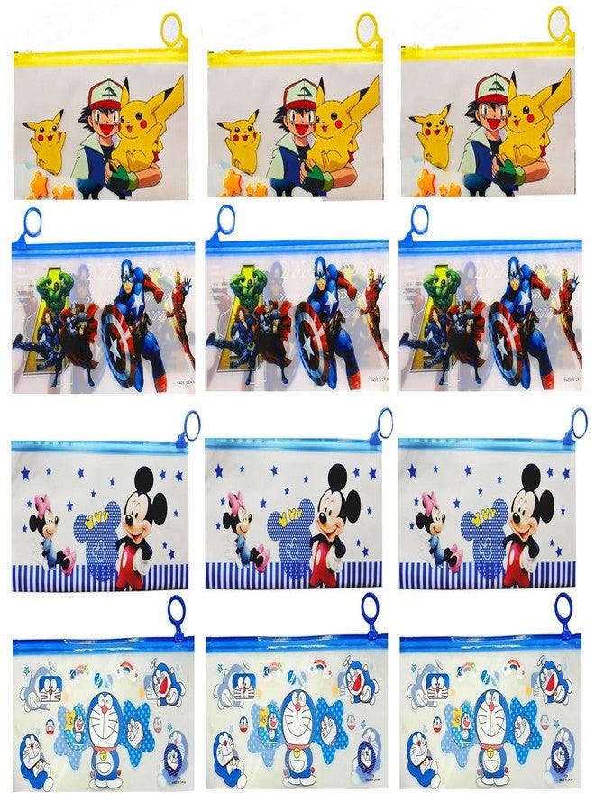 SHUDAUSHI Plastic S For Birthday For Boys Party In Bulk 12Pcs Party Favor S For Boys Pencil Pouch In Bulk For Boys For Birthday Avenger,Doremon,Micky Theme Stationery Pouch (Boys)-Multicolor - Image 1
