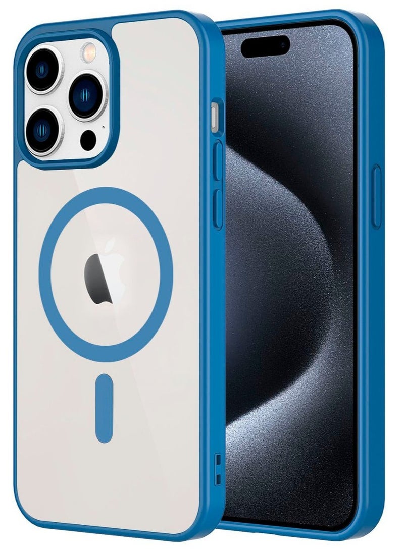 Magnetic Case for iPhone 15 Pro 6.1-Inch Compatible with MagSafe Wireless Charging, Shockproof Phone Bumper Cover, Anti-Scratch Clear Back (Blue)  - Image 3