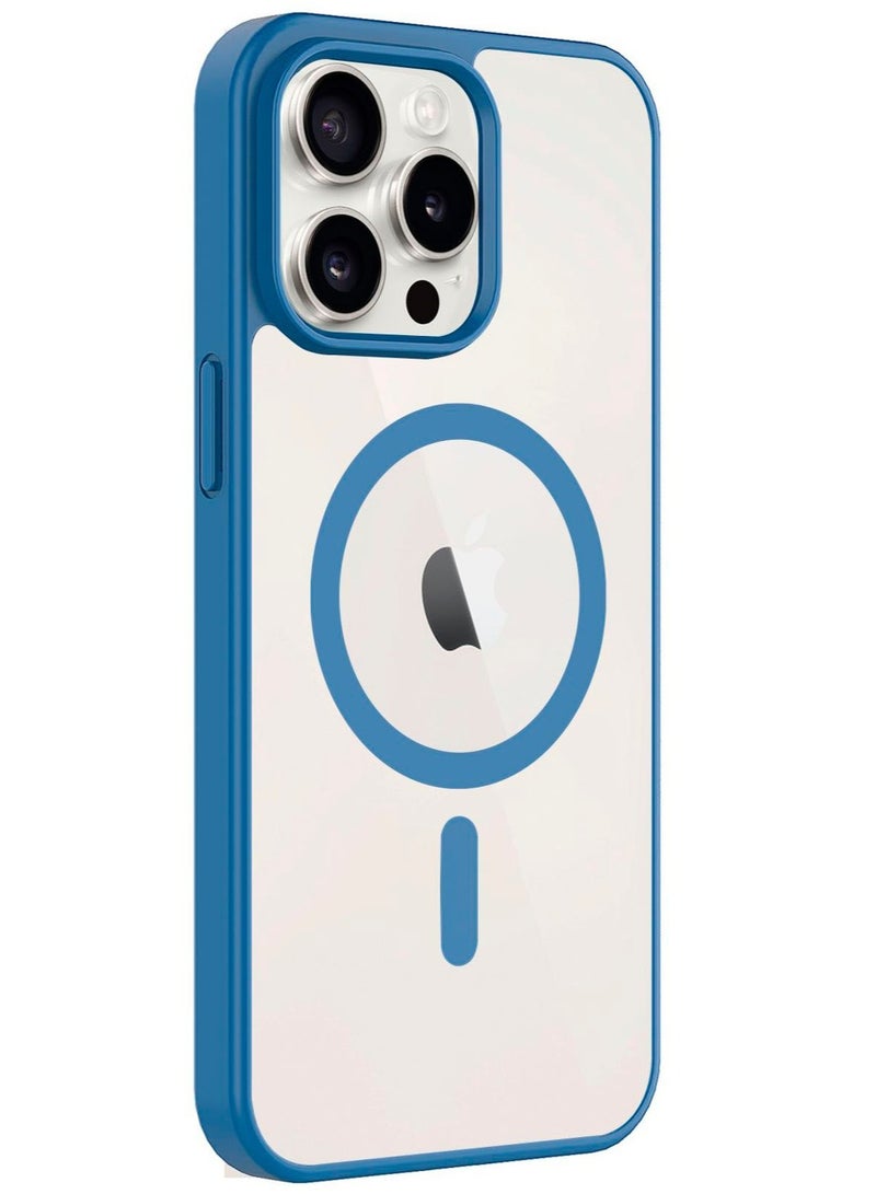 Magnetic Case for iPhone 15 Pro 6.1-Inch Compatible with MagSafe Wireless Charging, Shockproof Phone Bumper Cover, Anti-Scratch Clear Back (Blue)  - Image 4