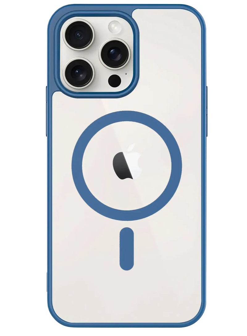 Magnetic Case for iPhone 15 Pro 6.1-Inch Compatible with MagSafe Wireless Charging, Shockproof Phone Bumper Cover, Anti-Scratch Clear Back (Blue)  - Image 1