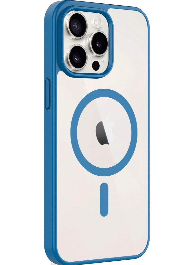 Magnetic Case for iPhone 15 Pro 6.1-Inch Compatible with MagSafe Wireless Charging, Shockproof Phone Bumper Cover, Anti-Scratch Clear Back (Blue)  - Image 2