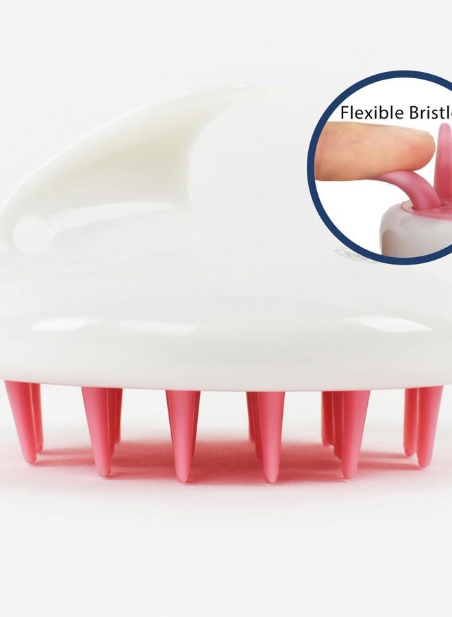 Zyllion Hair Shampoo Brush and Scalp Massager Care for Dandruff Removal, Scrubber, Hair Growth and Exfoliator with Flat and Pointed Soft Silicone Bristles for Women and Men - Pink (ZMA-12-PK) - Image 4