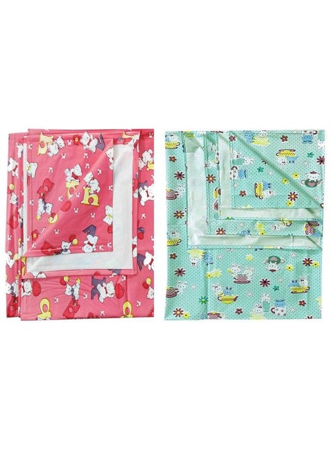 Plastic Sheetpvc Sheet For Kidsrubber Sheet For Babiesbed Wetting Protector(90 X 135 Cm) (Alphabet Pink & Rabbit Green)