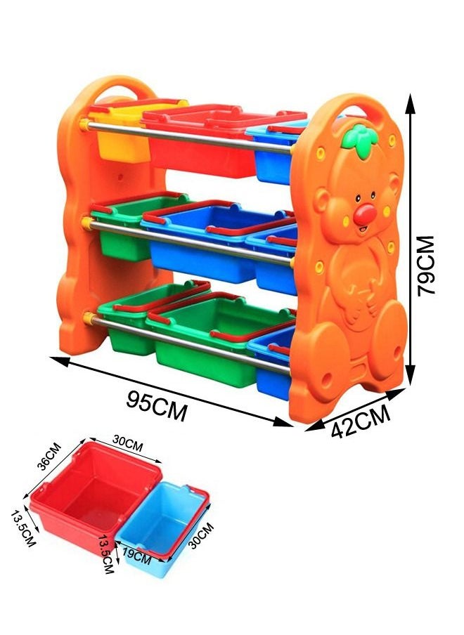XIANGYU Cute Children Toy Storage Rack Large Toy With 9 Storage Bins For Kids Playroom  - Image 2