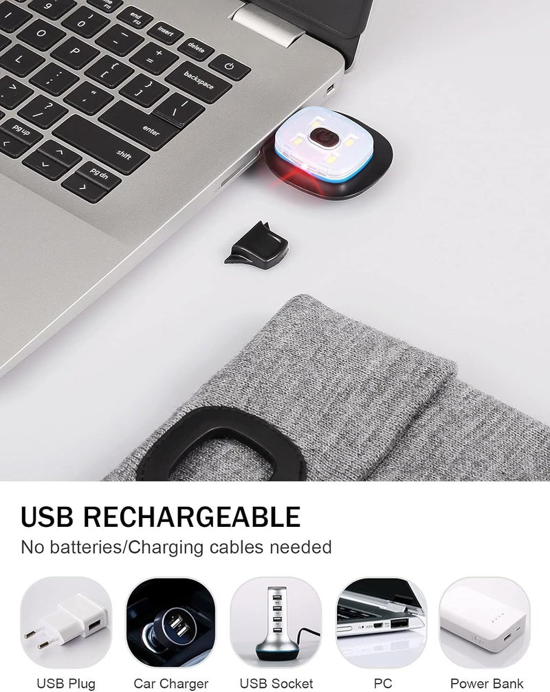 YunTuo Store LED Beanie with The Light, Unisex USB Rechargeable Headlamp Winter Knitted Cap Gifts for Men Dad Husband Him - Image 3
