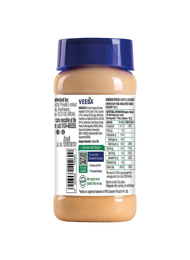 Veeba Carrot and Cucumber Sandwich Spread, 250g - Image 5