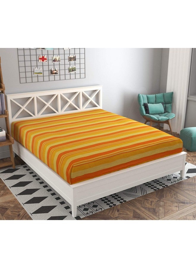 RANGBHAR Handloom Cotton Single Bedsheet Without Pillow Covers, Woven Striped Bedcover, 60 x 90 inch, Yellow,210 TC - Image 2