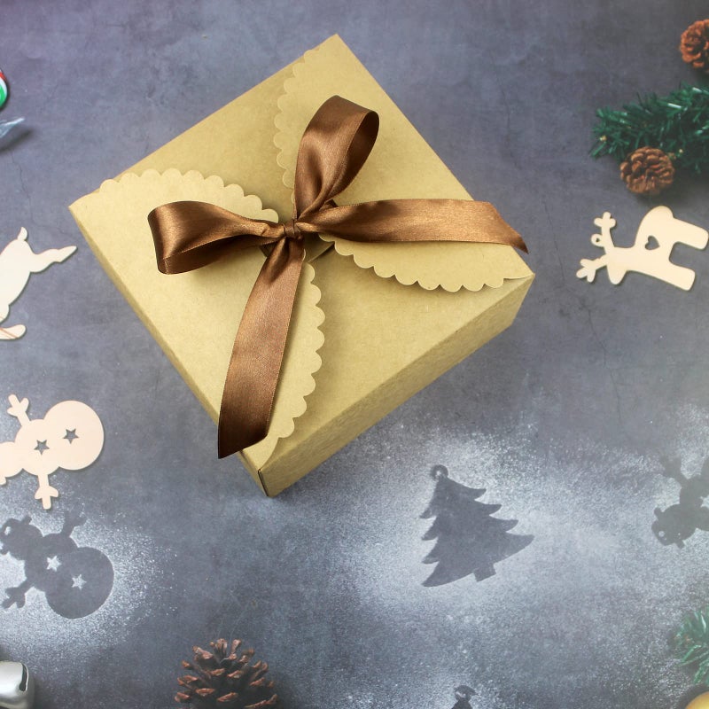 WEWILUCK 8"x 8"x 4" Kraft Gift Box with Lids and Ribbons, 6 Pack Foldable Brown Paper Cardboard Boxes for Gifts Wrapping, Bridesmaid Proposal Wedding Birthday Christmas Party Favor, Reusable, Bulk - Image 5