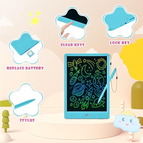 EooCoo Toddler Boy Toys, Kids Gifts, 10 Inch LCD Writing Tablet, Drawing Pad, No Mess Coloring Books for Kids, Travel Games, Gifts for Boys 4-6, Educational Toys for 3 4 5 6 7 Years Old Boys and Girls - Image 4