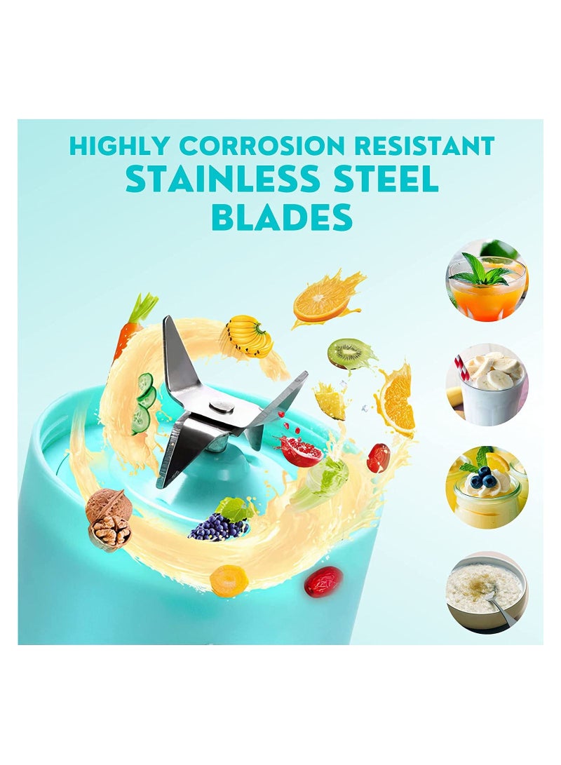 Gonice Portable Blender for Shakes and Smoothies| 500 ml Rechargeable 2600MAH with Stainless Steel blades | Comes with cleaning brush, use in the Office Travel Gym (Blue)  - Image 3