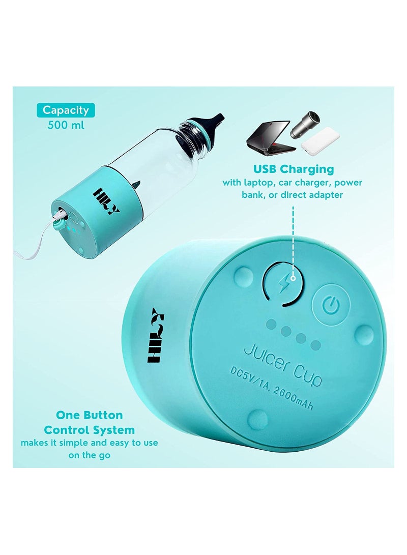Gonice Portable Blender for Shakes and Smoothies| 500 ml Rechargeable 2600MAH with Stainless Steel blades | Comes with cleaning brush, use in the Office Travel Gym (Blue)  - Image 5