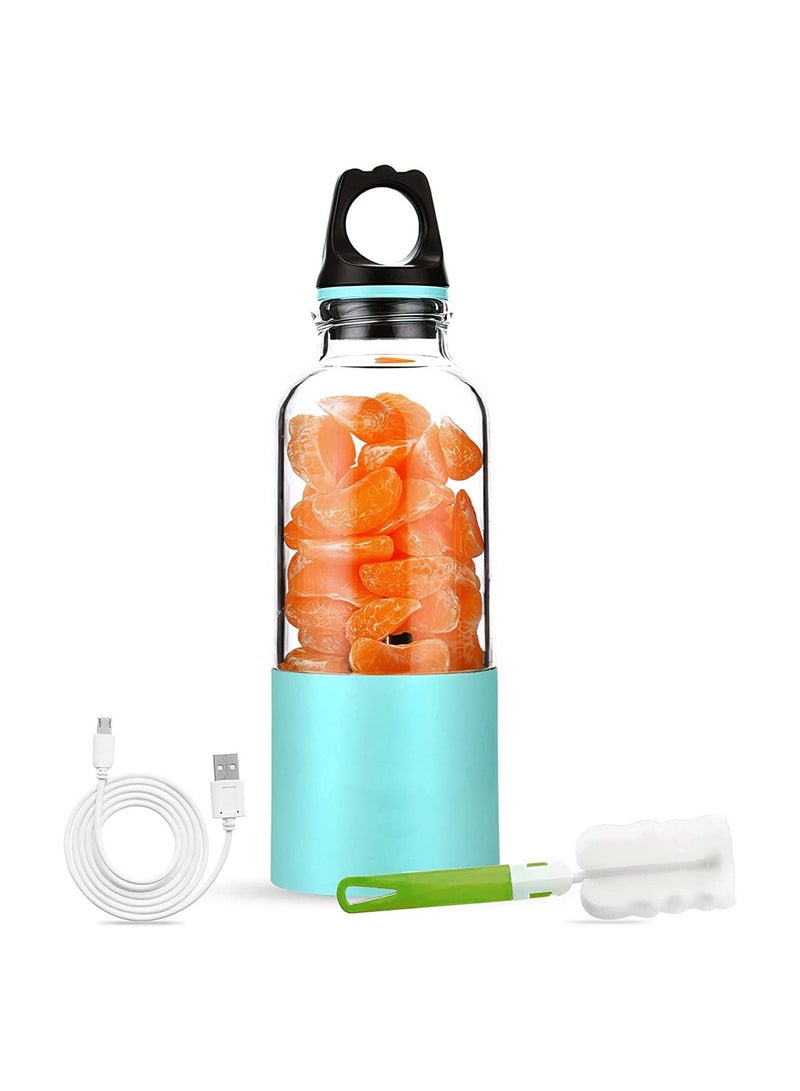 Gonice Portable Blender for Shakes and Smoothies| 500 ml Rechargeable 2600MAH with Stainless Steel blades | Comes with cleaning brush, use in the Office Travel Gym (Blue)  - Image 1