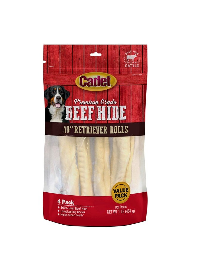 Cadet Cadet Premium Grade Beef Hide, Long-Lasting Rawhide Rolls, Single-Ingredient Dog Chews for Large Breeds, 10-Inch, 4 Count  - Image 1