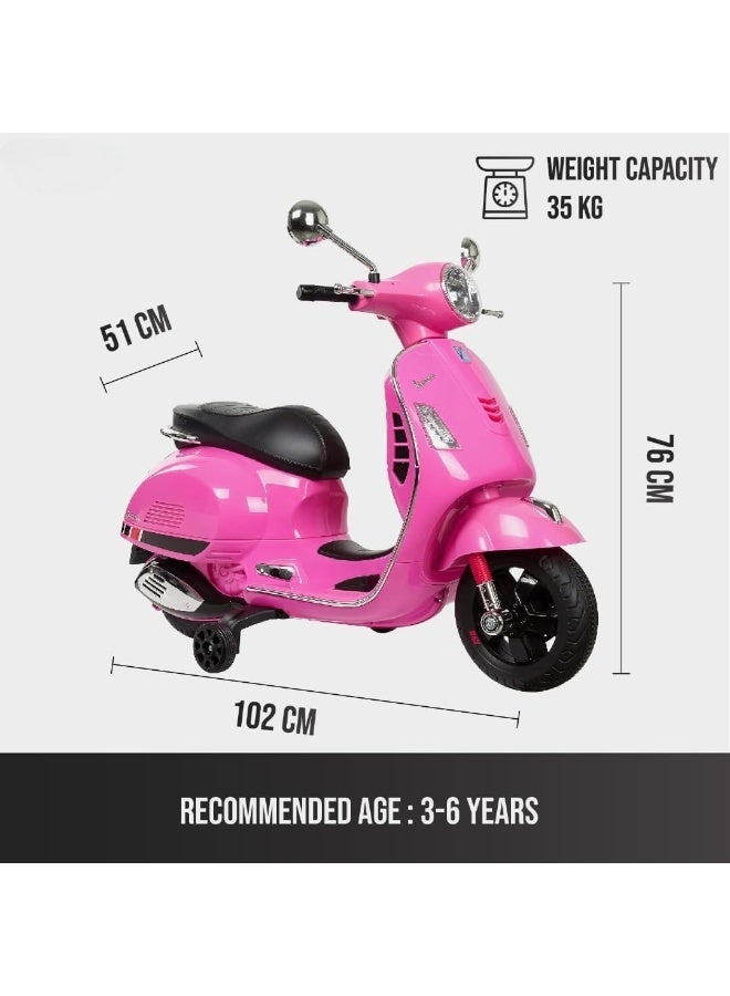 Vespa Electric Ride On Scooter Bike - 12V - Pink - Image 5