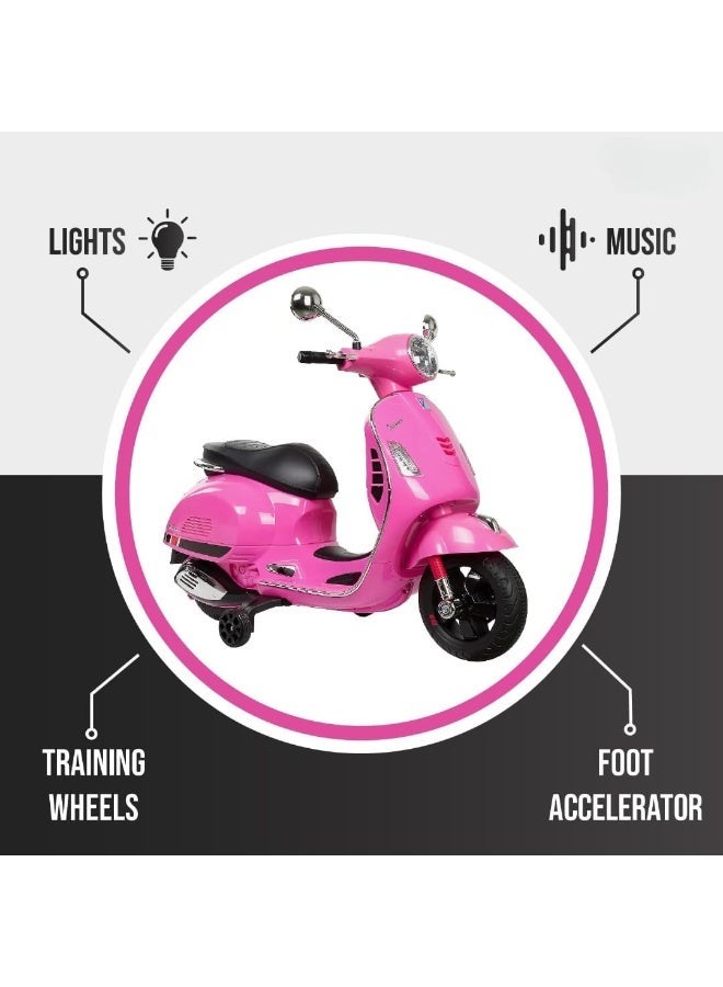 Vespa Electric Ride On Scooter Bike - 12V - Pink - Image 4