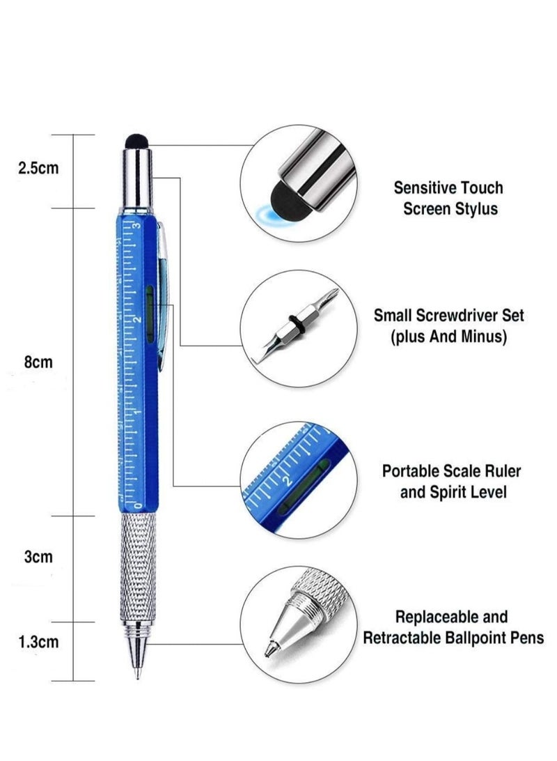 قلم المهندس و المقاول السعودي 6 في 1 متعدد الوظائف مفيد فيه أدوات البناء في جيبك او في مكتبك يحتوي قلم حبر ناشف و مسطرة سم او بوصه و ميزان و مفك برغي عادي و مفك برغي مربع و قلم للهواتف و الأجهزه اللوحية لا يحتاج إلى بطارية و ممكن هديه لطيفة لون ازرق - Image 4