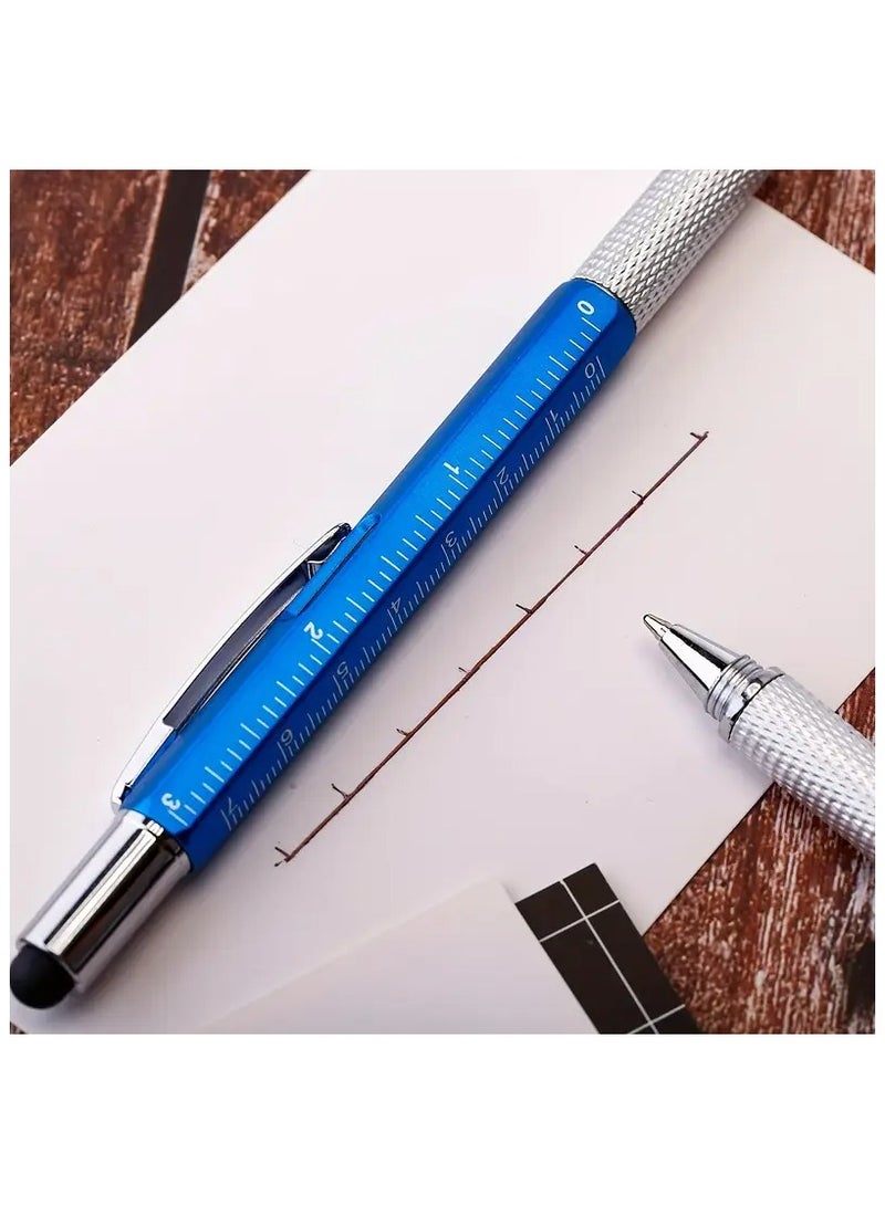 قلم المهندس و المقاول السعودي 6 في 1 متعدد الوظائف مفيد فيه أدوات البناء في جيبك او في مكتبك يحتوي قلم حبر ناشف و مسطرة سم او بوصه و ميزان و مفك برغي عادي و مفك برغي مربع و قلم للهواتف و الأجهزه اللوحية لا يحتاج إلى بطارية و ممكن هديه لطيفة لون ازرق - Image 2