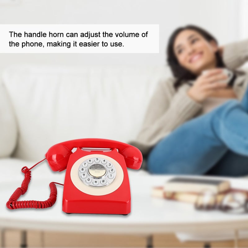 Vintage Telephone: High-Quality ABS Material, Adjustable Volume Handle - Mechanical Copper Bell, Re-Dial Function Retro Telephone for Home Desk, Hotel Decor & Landline Use - Image 5