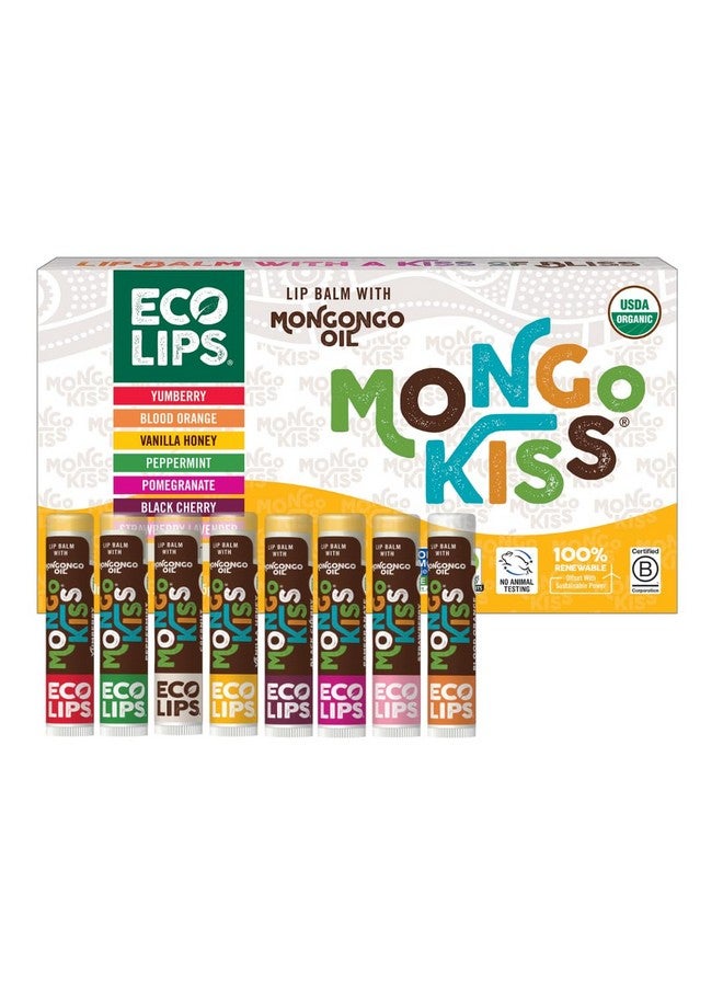 Eco Lips Mongo Kiss USDA Organic Lip Balm Set 8-pack (0.15 oz. each) with Mongongo Oil & Cocoa Butter to Moisturize Chapped Lips | Made in USA by Eco Lips (Variety) - Image 1