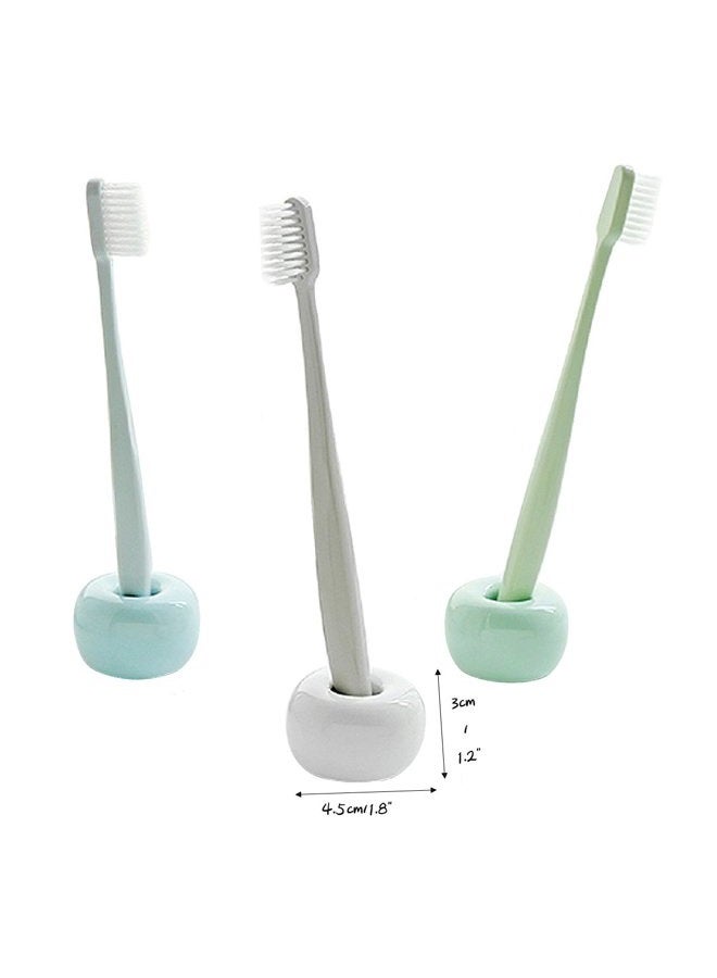 Apol Set of 3 Pcs Mini Ceramic Toothbrush Holder Stand,Pen Stand Rings,Storage Organizer Bathroom Countertop - Image 2