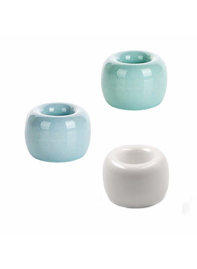 Apol Set of 3 Pcs Mini Ceramic Toothbrush Holder Stand,Pen Stand Rings,Storage Organizer Bathroom Countertop - Image 1