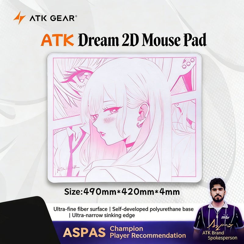 ATK Dream Anime Gaming Mouse Pad Extra Large 490x420x4mm, Pink - Image 1