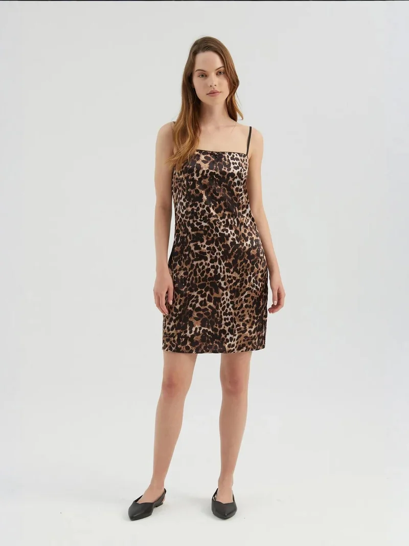 HICCUP Animal Print Spaghetti Strap Mini Dress