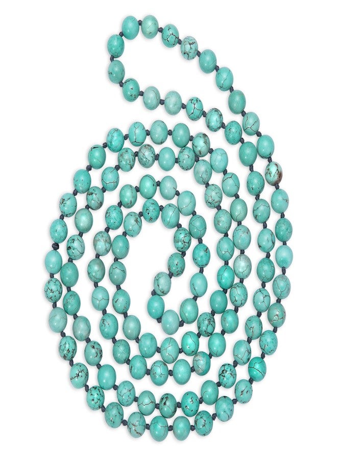 PEARLADA Boho Turquoise Necklace Long Beaded Strand Handmade Knotted Jewelry for Women Fashion Beads Endless Necklace - Image 1