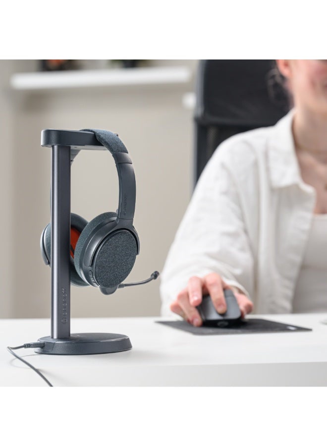 Onanoff Fokus+ Wireless Noise Cancelling Headphones w/ Charging Stand, 50Hrs Battery Life, Superior Audio, HearThru/Fokus/Music Modes, Auto On/Off, for Work, On-line Class, Podcasts, Calls - Blue - Image 4
