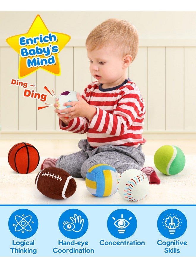 Vanmor Vanmor Sensory Sports Balls for Toddlers, Baby Toys with Travel Bag, Early Learning Plush Sensory Toy for Infant 12M+, My First Balls Bag with Crinkle, Rattles, Baby Shower Newborn Toys  - Image 4