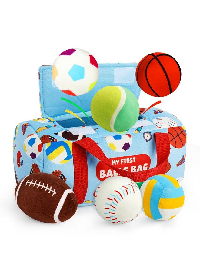 Vanmor Vanmor Sensory Sports Balls for Toddlers, Baby Toys with Travel Bag, Early Learning Plush Sensory Toy for Infant 12M+, My First Balls Bag with Crinkle, Rattles, Baby Shower Newborn Toys  - Image 1