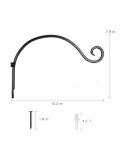 ماركة غير محددة Hanging Brackets, Wall Mount Bird Feeder Hanger, Plant Hook, with Screws Metal Hangers, for Outdoor Lanterns Wind Chimes Feeders, 4 Pack 12 Inches  - Image 3
