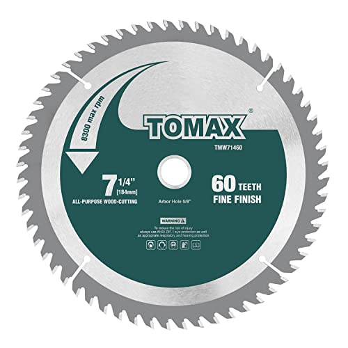 TOMAX 7-1/4-Inch 60 Tooth ATB Finishing Saw Blade with 5/8-Inch DMK Arbor - Image 1