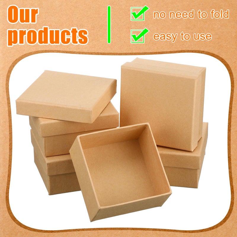 Geyee 24 Pcs Mini Paper Mache Boxes with Lids Square Small Gift Boxes Cardboard Box for Crafts 3.9 Inches DIY Paper Jewelry Present Homemade Painting Soap Shipping Box for Holiday Birthday - Image 4