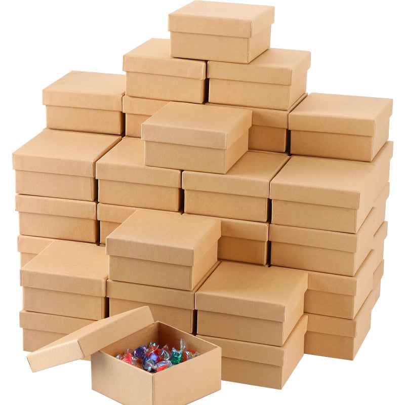 Geyee 24 Pcs Mini Paper Mache Boxes with Lids Square Small Gift Boxes Cardboard Box for Crafts 3.9 Inches DIY Paper Jewelry Present Homemade Painting Soap Shipping Box for Holiday Birthday - Image 1