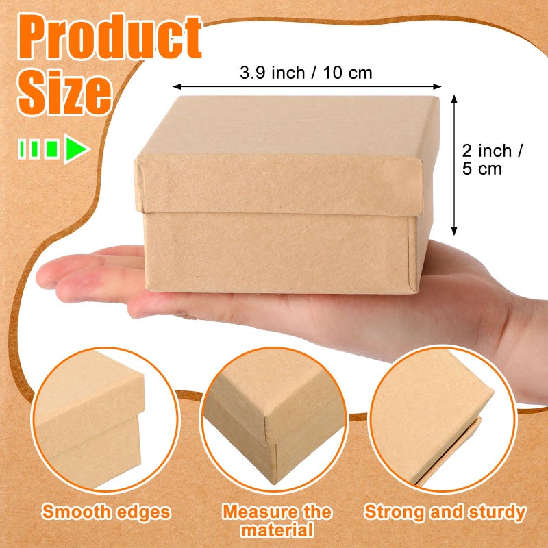 Geyee 24 Pcs Mini Paper Mache Boxes with Lids Square Small Gift Boxes Cardboard Box for Crafts 3.9 Inches DIY Paper Jewelry Present Homemade Painting Soap Shipping Box for Holiday Birthday - Image 3
