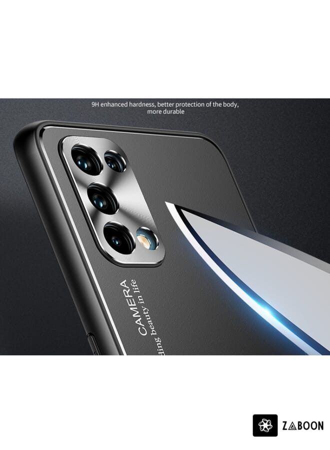 Zaboon Protective Case Cover For OPPO Reno5 5G Blade Series TPU Frame + Titanium Alloy Sand Blasting Technology Backplane + Color Aluminum Alloy Decorative Edge Mobile Phone Protective Shell - Image 4