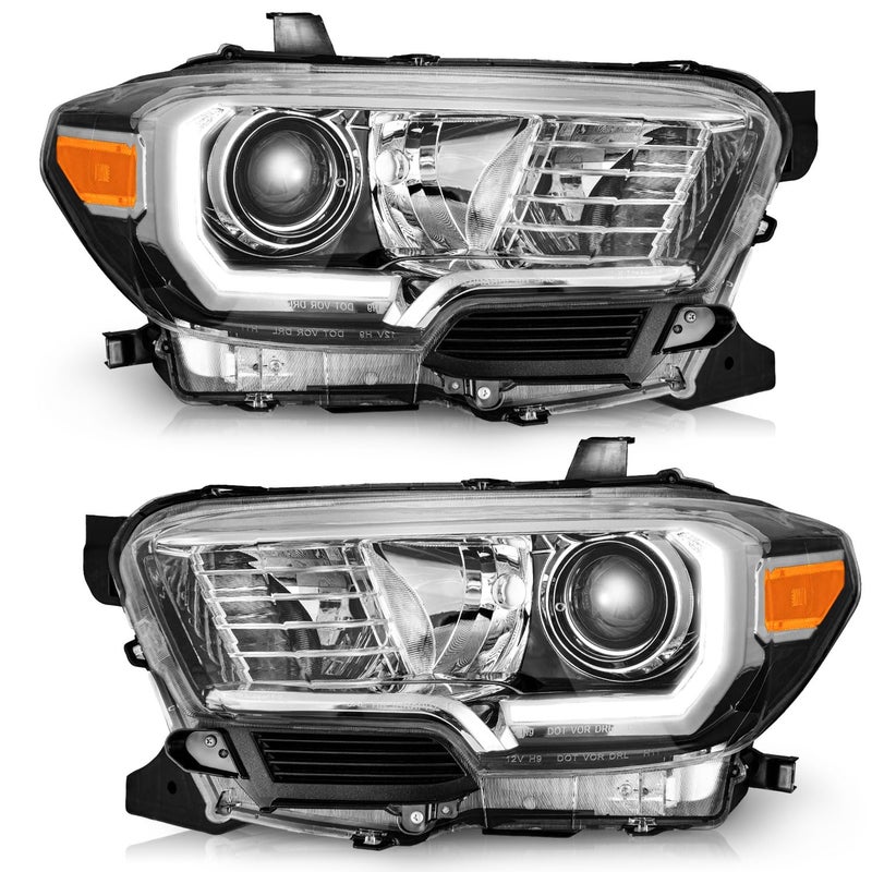 WEELMOTO Fits Factory DRL Headlights for 2016-2022 Toyota Tacoma TRD/Limited, Headlight Compatible with 2016 2017 2018 2019 2020 2021 2022 Tacoma Replacement Chrome Housing - Image 1