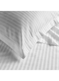 Rest Striped Duvet Cover 6Pc Set White Queen Size Cotton Microfiber Blend Includes 1 Duvet Cover, 220X240Cm 1 Fitted Sheet, 180X200+30Cm 2 Pillowcases ,50X75+5Cm 2 Pillow Sham ,50X75+15Cm  - Image 3