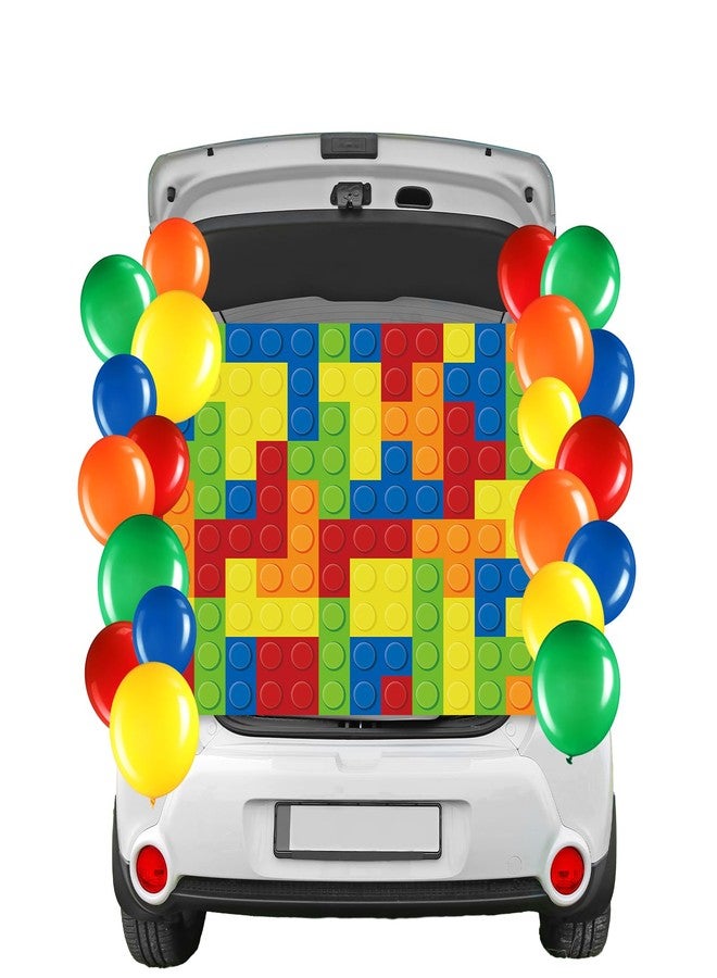 Panelee Building Block Party Supplies Colorful Bricks Toy Party Favor Trunk Decorating Kit Building Block Theme Birthday Party Banner Trunk or Treat Car Garage Decor - Image 1