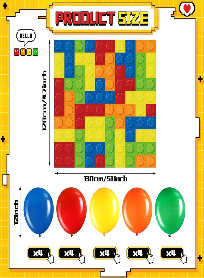 Panelee Building Block Party Supplies Colorful Bricks Toy Party Favor Trunk Decorating Kit Building Block Theme Birthday Party Banner Trunk or Treat Car Garage Decor - Image 3